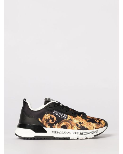 Versace Jeans Couture White Baroque Print Fabric Sneakers