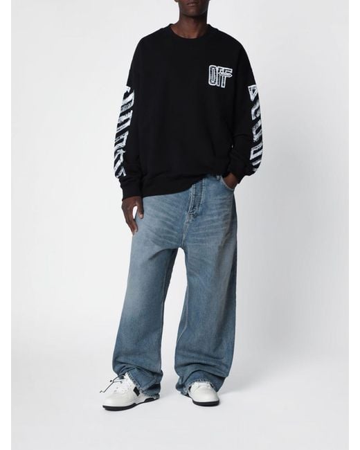 Off-White c/o Virgil Abloh Black Oversized Cotton Jumper With Arrow And Diag Print for men