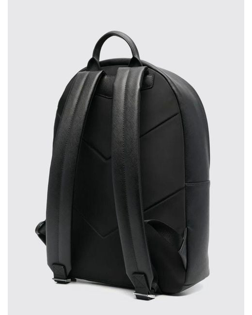 Emporio Armani Black Regenerated Leather Backpack for men