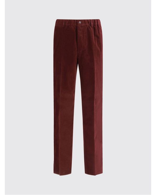 Fendi Red Velvet Trousers for men