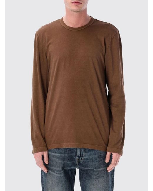 James Perse Brown Crew-Neck Long-Sleeved T-Shirt for men