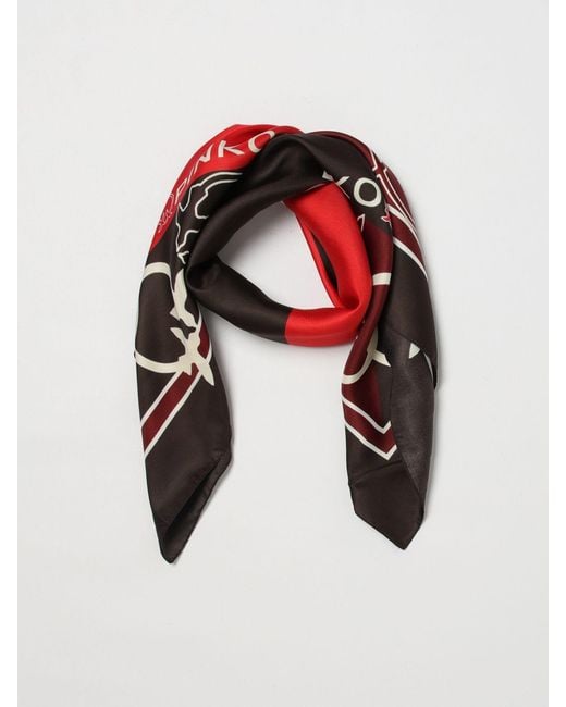 Pinko Red Silk Blend Twill Scarf