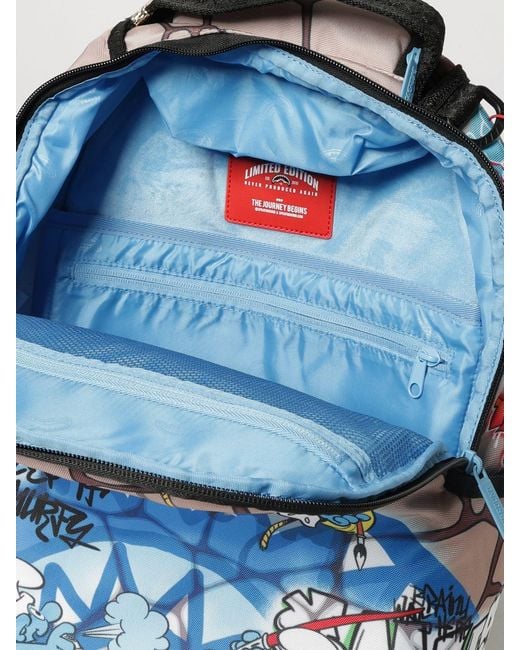 Sprayground Blue Smurfs Art Party Graphic Print Backpack With Laptop Pocket for men