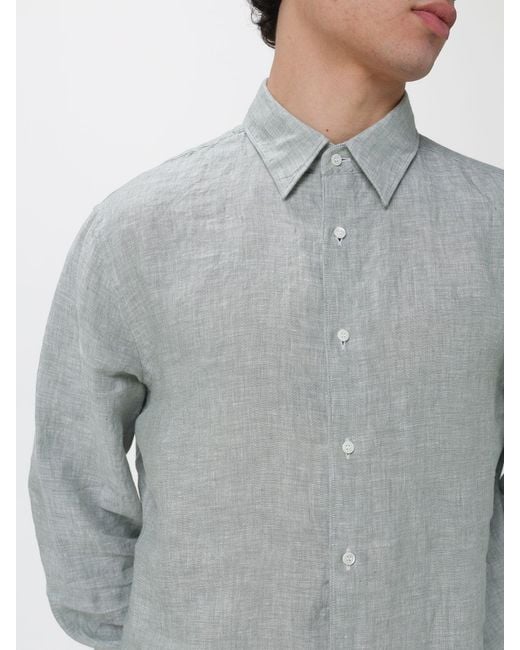 Aspesi Gray Linen Blend Casual Shirt for men