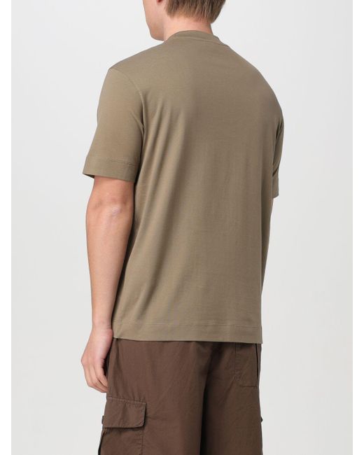 T-shirt in cotone con logo di Emporio Armani in Brown da Uomo