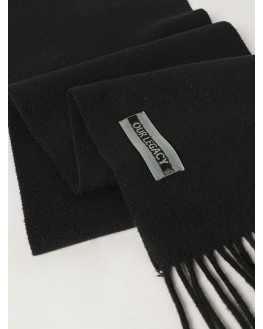 Our Legacy Black Estate Wool Scarf for men