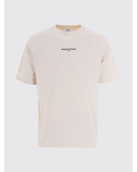 Maison Kitsuné White Maison KitsunÉ Cotton T-Shirt With Mini Logo for men