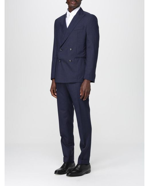 Boss Blue Virgin Wool Double-Breasted Dress for men