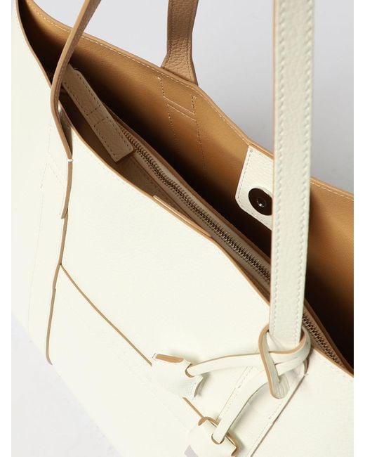 Hogan Natural Hammered Leather Script Bag