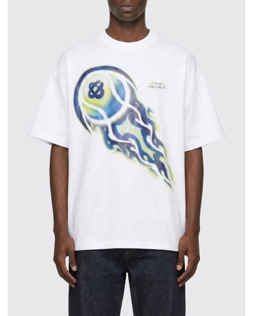 Casablanca White Stretch Cotton T-Shirt With Logo Print for men