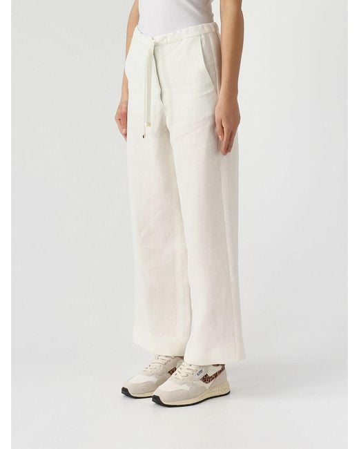 Max Mara White Linen Wide-Leg Trousers