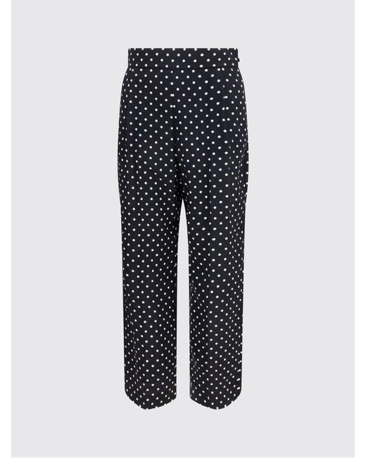 Valentino Garavani Black High-Waisted Cropped Silk Pants With Polka Dot Print
