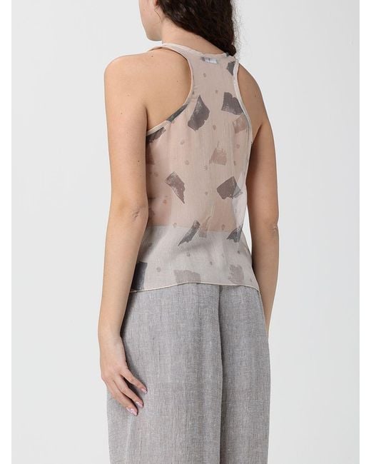 Emporio Armani Gray Printed Silk Blend Top