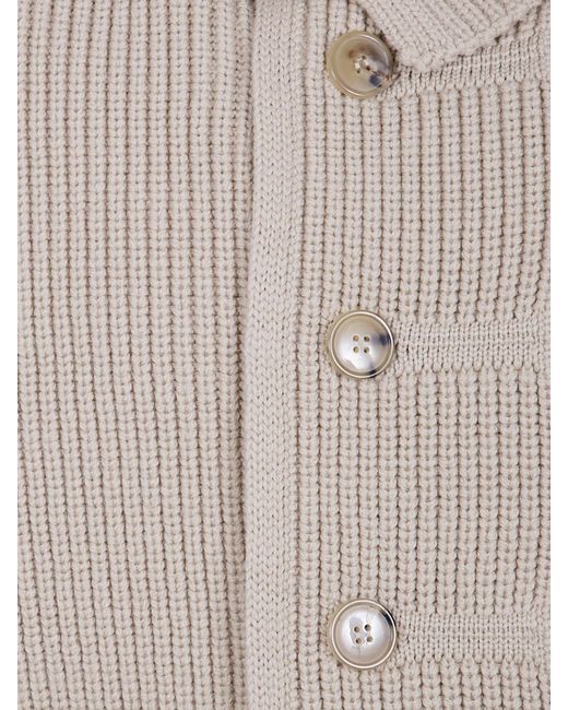 Dries Van Noten Gray Shawl Collar Merino Wool Cardigan for men