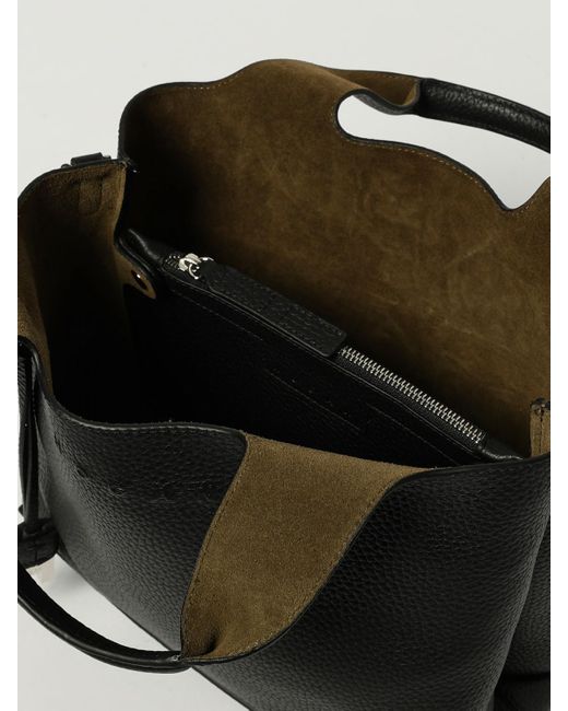 Hogan Black H Hammered Leather Handbag