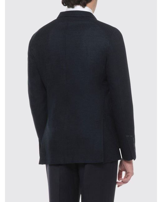Lardini Blue Double-Breasted Cotton Blazer for men