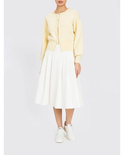 Twinset Natural Viscose Cardigan With Pearls