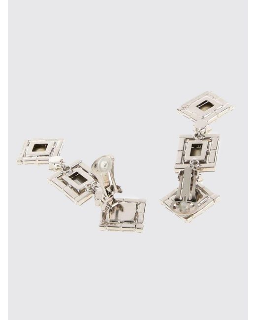 Alessandra Rich White Brass Earrings With Set Rhinestones