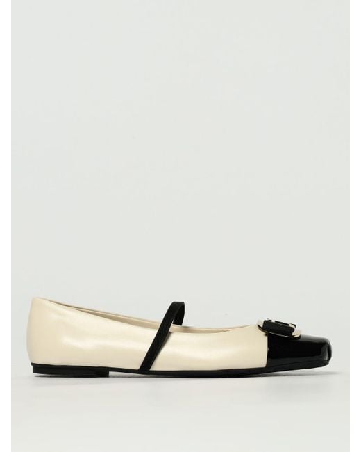 Ferragamo White Ballet Flats