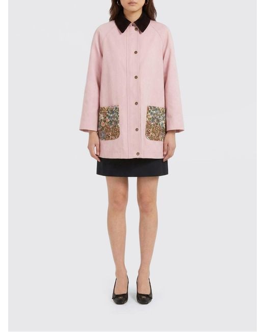 Valentino Pink Cotton And Linen Jacket With Floral Pockets