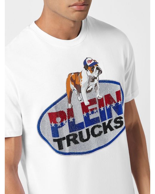 Philipp Plein White Printed Cotton T-Shirt for men