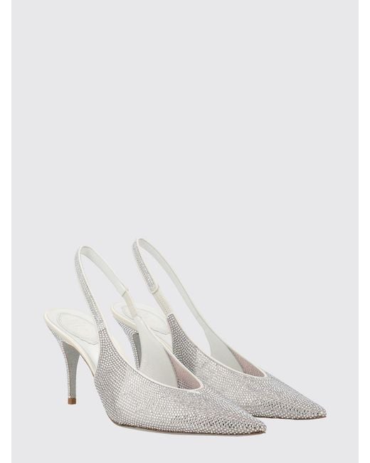 Rene Caovilla White Jinny High-Heeled Slingbacks With Applied Crystals
