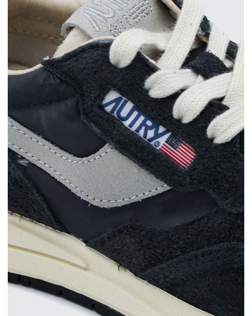 Autry Blue Reelwind Nylon And Suede Sneakers With Serrated Sole