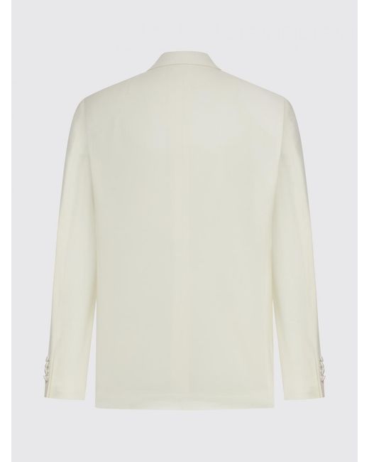 Lardini Natural Double-Breasted Wool Blazer for men