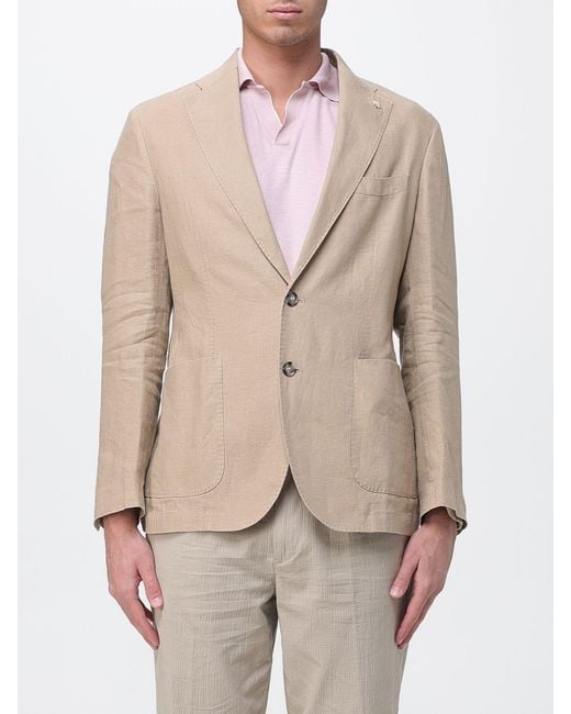 Manuel Ritz Natural Single Breasted Linen Blazer for men