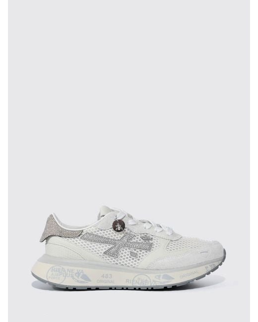 Premiata White Lauryn Suede And Mesh Sneakers