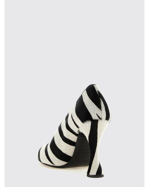 Moschino Couture White Zebra-Print Pony Hair Pumps With Spool Heel