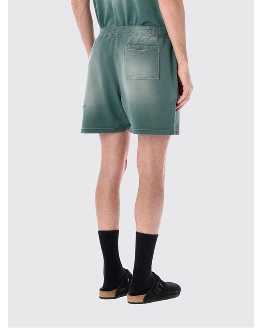 Represent Green Cotton Logo Jogging Shorts for men