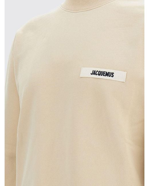 Jacquemus Blue Pure Cotton Crewneck Sweatshirt With Applied Contrast Logo for men