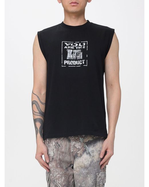 44 Label Group Black Maxi Logo Cotton Tank Top for men