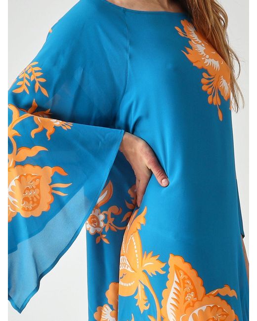 Etro Blue Printed Viscose Long Dress