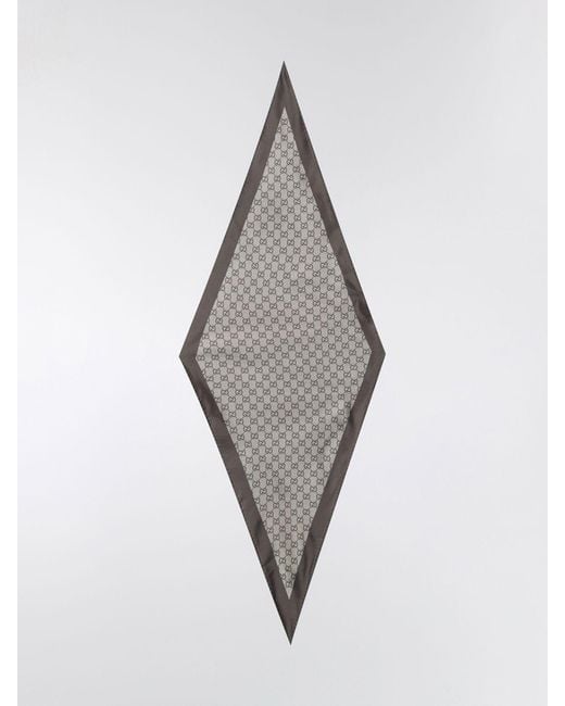 Gucci Gray Silk Scarf With Gg Monogram Print
