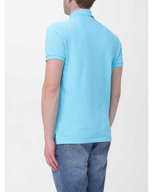 Polo Ralph Lauren Blue Basic Cotton Polo Shirt With Pony Logo for men
