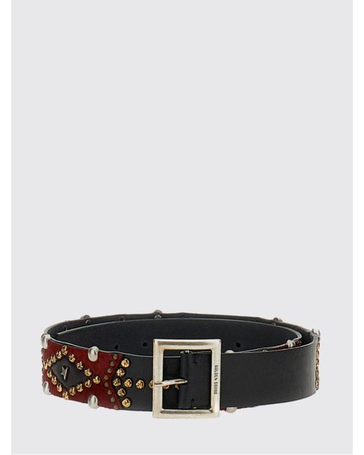 Golden Goose Deluxe Brand White Sierra Studded Leather Belt With Engraved Buckle