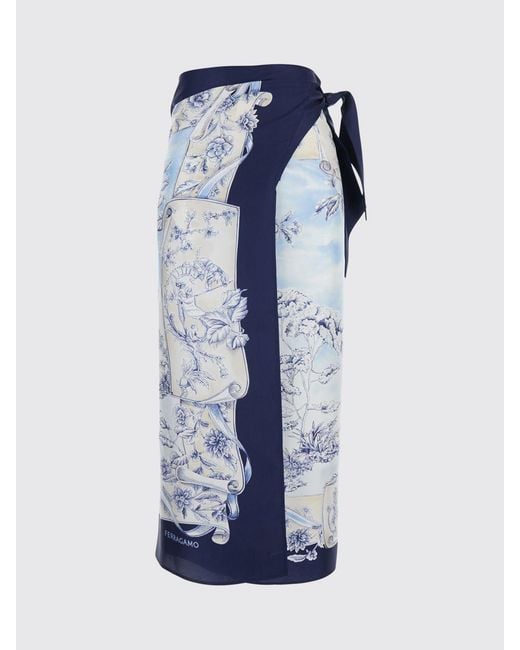 Ferragamo Blue Wrap-Skirt