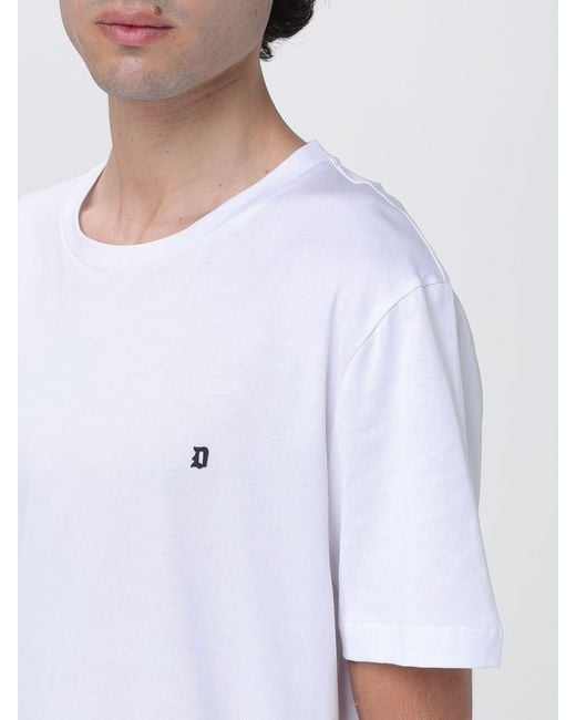 Dondup White Cotton T-Shirt With Mini Logo for men
