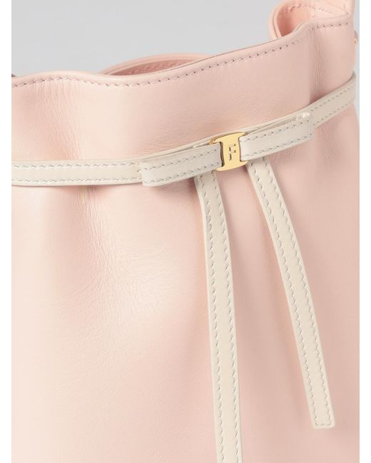Ferragamo Natural Mini Bow Leather Bucket Bag