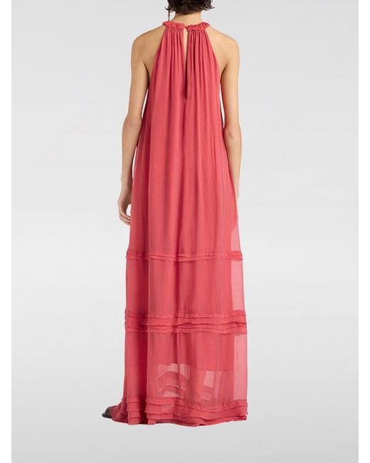 Momoní Red Momon&Igrave Silk-Blend Halter-Neck Off-The-Shoulder Long Dress