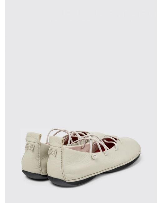 Camper White Right Nina Leather Ballerina Flats