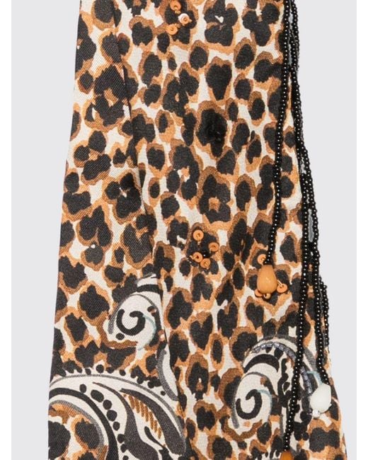 Etro White Paisley And Animalier Print Pure Silk Bandeau Scarf