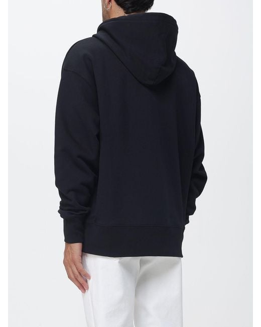 MSGM Blue Relaxed Fit Cotton Hoodie With Pouch Pocket And Logo for men