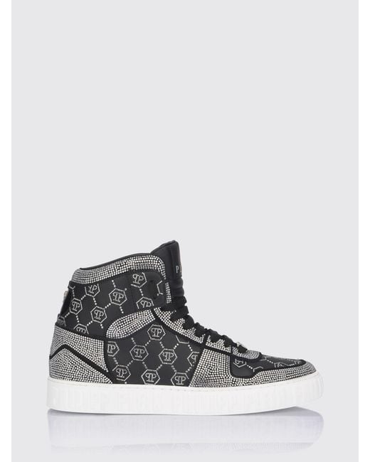 Philipp Plein White Leather Sneakers With Applied Rhinestones for men