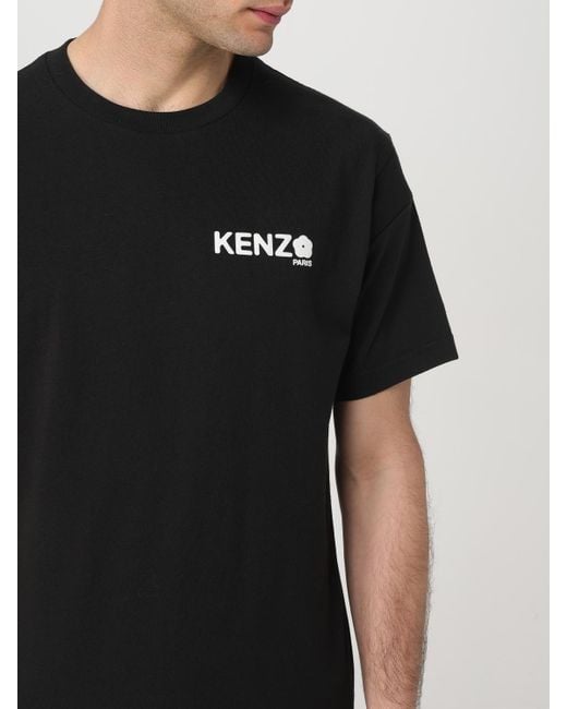 KENZO Black Comfortable Cotton Blend Basic T-Shirt With Short Sleeves for men