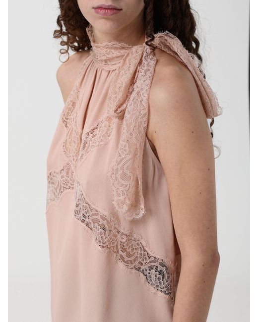 Pinko Blue Top With Lace Inserts