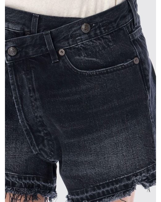 R13 Blue Asymmetric Denim Shorts