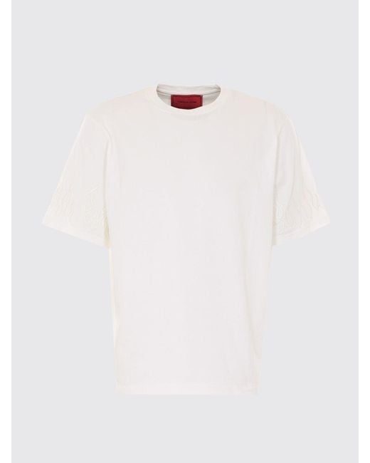 Vision Of Super White Crewneck Cotton T-Shirt With Dropped Shoulders for men